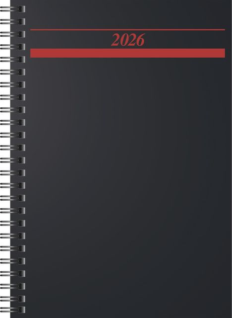 rido/idé 7021822906 | Buchkalender Mod. Timing 1 2026 | A5, Kunststoff, schwarz, Buch