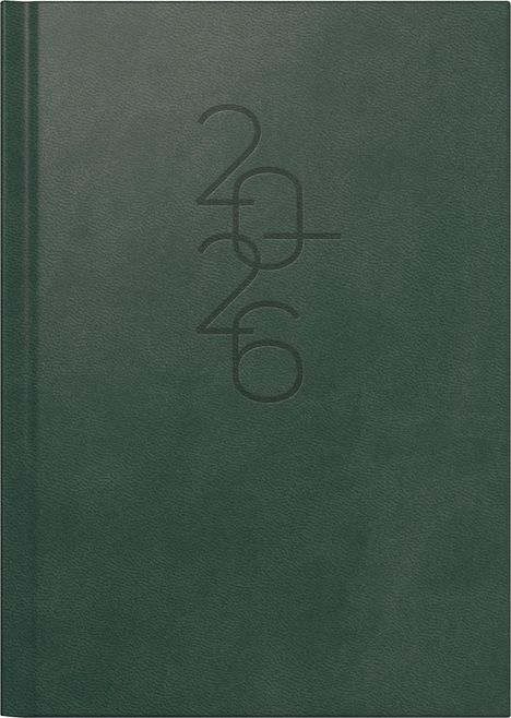 rido/idé 7026033016 | Buchkalender Mod. Mentor 2026 | A5, Kunstleder, dunkelgrün, Buch