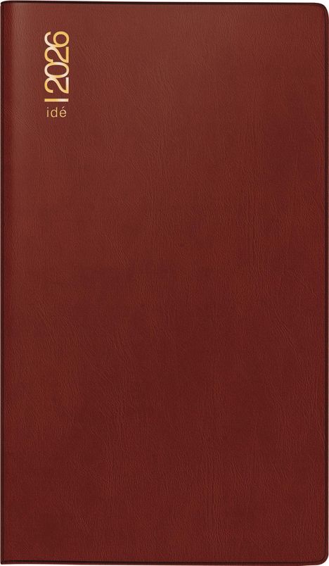 rido/idé 7040302296 | Taschenkalender Mod. TM 12 2026 | A6, Kunststoff, bordeaux, Buch
