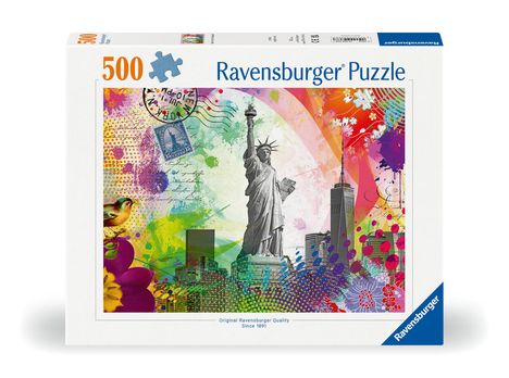 Ravensburger Puzzle 12000368 Postkarte aus New York - 500 Teile Puzzle für Erwachsene und Kinder ab 12 Jahren, Diverse