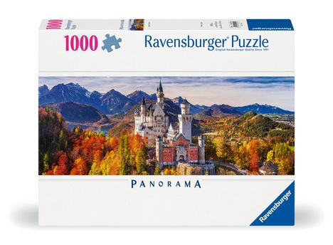Ravensburger Puzzle 12000445 - Schloss in Bayern - 1000 Teile Puzzle für Erwachsene und Kinder ab 14 Jahren, Puzzle von Schloss Neuschwanstein im Panorama-Format, Diverse