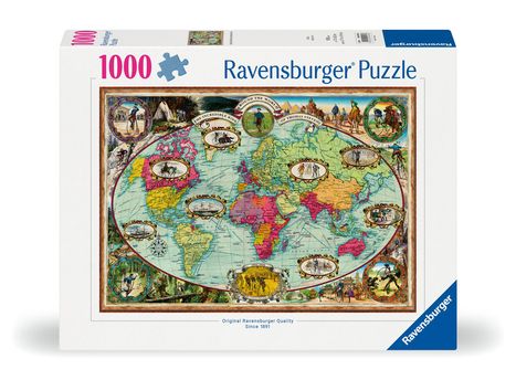 Ravensburger Puzzle - 12000569 Mit dem Fahrrad um die Welt - 1000 Teile, Diverse