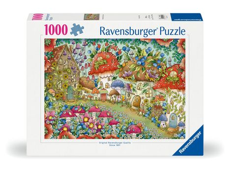 Ravensburger Puzzle 12000571 - Niedliche Pilzhäuschen in der Blumenwiese - 1000 Teile Puzzle für Erwachsene und Kinder ab 14 Jahren, Diverse