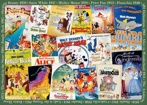 Ravensburger Puzzle 12000689 - Disney Vintage Movie Poster - 1000 Teile Disney Puzzle für Erwachsene und Kinder ab 14 Jahren, Diverse