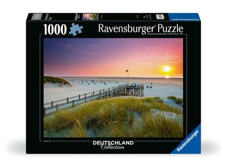 Ravensburger Puzzle 12000690 - Sonnenuntergang über Amrum - 1000 Teile Puzzle für Erwachsene und Kinder ab 14 Jahren, Puzzle mit Strand-Motiv von der Nordsee, Diverse