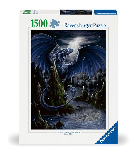 Ravensburger Puzzle 12000731 - Der Schwarzblaue Drache - 1500 Teile Puzzle für Erwachsene und Kinder ab 14 Jahren - Fantasy-Puzzle, Diverse