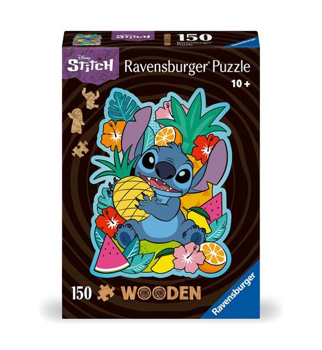 Ravensburger WOODEN Puzzle 12000758 - Disney Stitch - 150 Teile Kontur-Holzpuzzle mit stabilen, individuellen Puzzleteilen und 15 kleinen Holzfiguren = Whimsies, für Erwachsene und Kinder ab 10 Jahren, Diverse