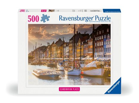 Ravensburger Puzzle 12000846, Scandinavian Places - Sonnenuntergang in Kopenhagen - 500 Teile Puzzle für Erwachsene und Kinder ab 12 Jahren, Diverse