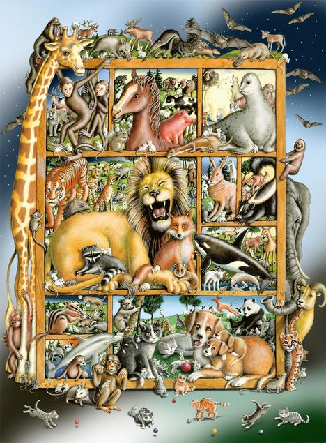Ravensburger Kinderpuzzle - 12000862 Tiere im Regal - 100 Teile XXL Puzzle für Kinder ab 6 Jahren, Diverse