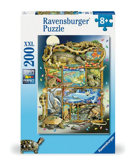 Ravensburger Kinderpuzzle - 12000866 Reptilien im Regal - 200 Teile XXL Puzzle für Kinder ab 8 Jahren, Diverse