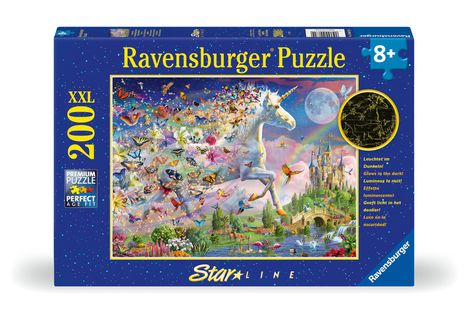 Ravensburger Kinderpuzzle - 12000872 Leuchtendes Schmetterlingseinhorn - 200 Teile XXL Puzzle für Kinder ab 8 Jahren, Leuchtet im Dunkeln, Diverse