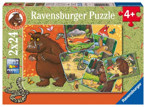 Ravensburger Kinderpuzzle 12001050 - 25 Jahre Grüffelo! - 2x24 Teile Grüffelo Puzzle für Kinder ab 4 Jahren, Diverse