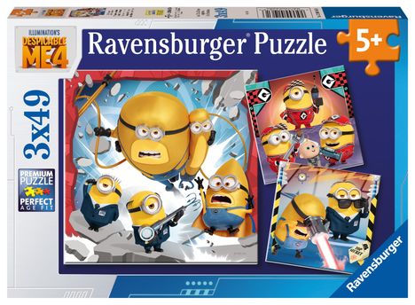 Ravensburger Kinderpuzzle 12001061 - Noch immer unverbesserlich - 3x49 Teile Despicable Me 4 Puzzle für Kinder ab 5 Jahren, Diverse