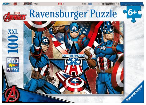 Ravensburger Kinderpuzzle 12001073 - Der erste Avenger - 100 Teile XXL Marvel Puzzle für Kinder ab 6 Jahren, Diverse