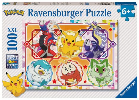 Ravensburger Kinderpuzzle 12001075 - Pokémon Karmesin und Purpur - 100 Teile XXL Pokémon Puzzle für Kinder ab 6 Jahren, Diverse