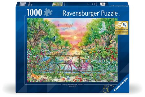 Ravensburger Puzzle 12001089- Verträumte Fahrräder in Amsterdam - 1000 Teile Puzzle für Erwachsene ab 12 Jahren, Diverse