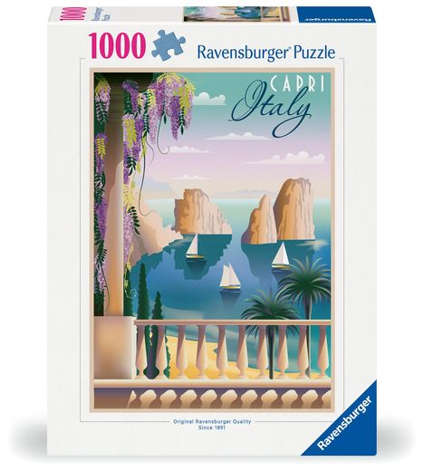 Ravensburger Puzzle 12001209 - Postkarte aus Capri - 1000 Teile Puzzle für Erwachsene und Kinder ab 14 Jahren, Diverse