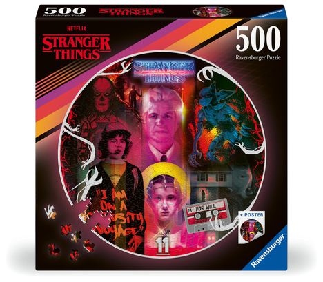 Ravensburger Puzzle 12001227 - Stranger Things - 500 Teile Stranger Things Rundpuzzle für Erwachsene und Kinder ab 12 Jahren, Diverse