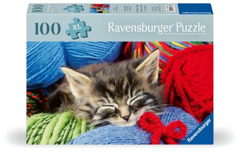 Ravensburger Puzzle 12001363 - Wollkätzchen - Puzzle für ältere Menschen und Senioren, mit 100 extra griffigen Puzzleteilen, großer Bildvorlage und Unterlage zum Puzzeln, Diverse