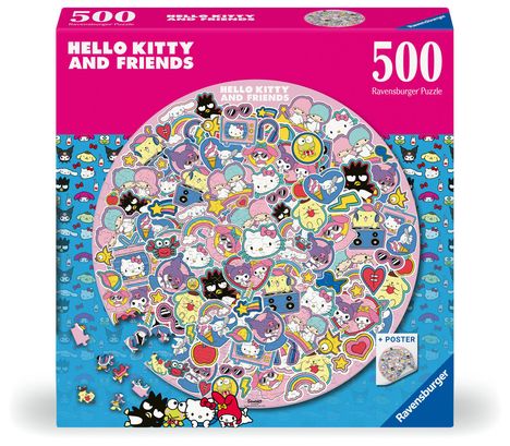 Ravensburger Puzzle 12001391 - Hello Kitty - 500 Teile Rundpuzzle für Erwachsene und Kinder ab 14 Jahren, Diverse