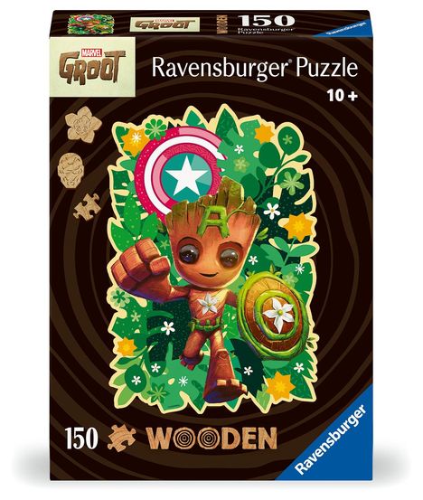 Ravensburger WOODEN Puzzle 12001459 - Groot - 150 Teile Kontur-Holzpuzzle mit stabilen, individuellen Puzzleteilen und 15 kleinen Holzfiguren = Whimsies, für Erwachsene und Kinder ab 10 Jahren, Diverse