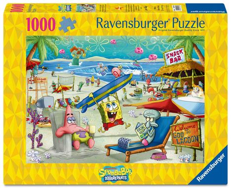 Erwachsenenpuzzle 1000 Teile - SpongeBob Schwammkopf - Beach Fun at the Goo Lagoon, Spiele