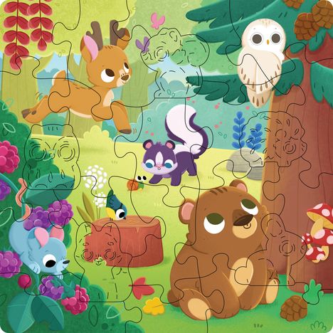 Kinderpuzzle 22 Teile - Fröhliche Waldfreunde, Spiele