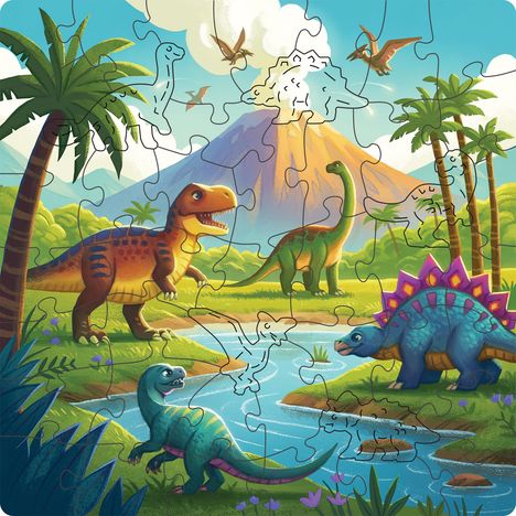 Kinderpuzzle 44 Teile - Dinosaurier Welt, Spiele