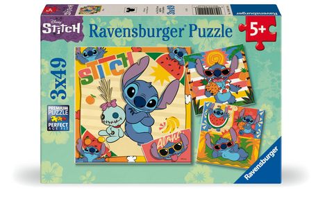 Ravensburger Kinderpuzzle - 12004114 Disney Stitch - Puzzle für Kinder ab 5 Jahren, mit 3x49 Teilen, Diverse