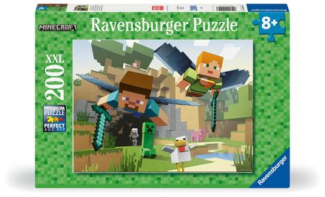 Ravensburger Kinderpuzzle - 12004144 Minecraft - Puzzle für Kinder ab 8 Jahren, mit 200 Teilen im XXL-Format, Diverse