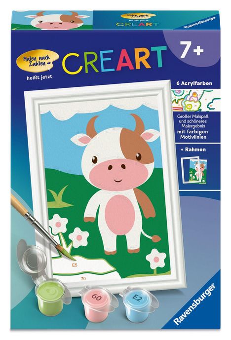 CreArt, Malen nach Zahlen Kinder - Süße Kuh, Spiele