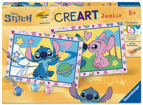 CreArt, Malen nach Zahlen Junior - Disney Stitch & Angel, Spiele