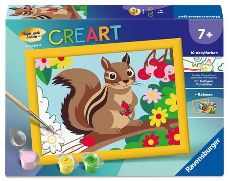 CreArt, Malen nach Zahlen Kinder - Streifenhörnchen, Spiele