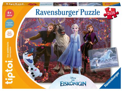 Ravensburger tiptoi Spiel 00134 Puzzle für kleine Entdecker: Disney Die Eiskönigin - 2x24 Teile Kinderpuzzle ab 4 Jahren, Spiele