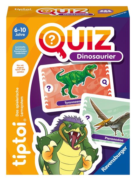 Ravensburger tiptoi 00165 Quiz Dinosaurier, Quizspiel für Kinder ab 6 Jahren, für 1-4 Spieler, Spiele