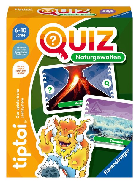 Ravensburger tiptoi 00167 Quiz Naturgewalten, Quizspiel für Kinder ab 6 Jahren, für 1-4 Spieler, Spiele