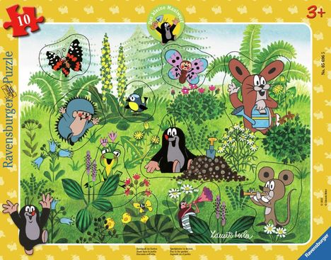 Ravensburger Kinderpuzzle 05696 - Spielspaß im Garten - 10 Teile Der kleine Maulwurf Rahmenpuzzle für Kinder ab 3 Jahren, Diverse