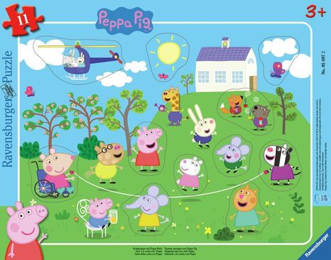 Ravensburger Kinderpuzzle 05697 - Seilspringen mit Peppa Wutz - 11 Teile Peppa Pig Rahmenpuzzle für Kinder ab 3 Jahren, Diverse