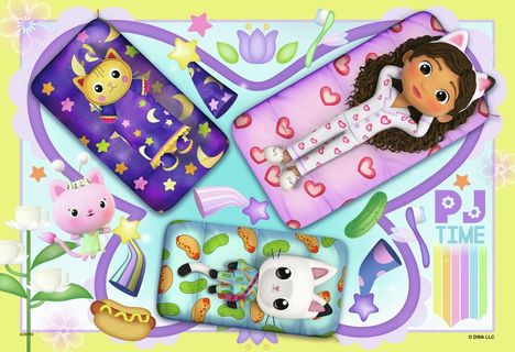 Ravensburger Kinderpuzzle 05709 - Pyjamaparty - 2x12 Teile Gabby's Dollhouse Puzzle für Kinder ab 3 Jahren, Diverse