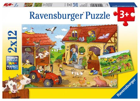 Fleißig auf dem Bauernhof. Puzzle 2 X 12 Teile, Spiele