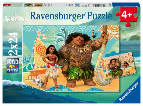 Ravensburger Kinderpuzzle - 9156 Vaiana - Puzzle für Kinder ab 4 Jahren, mit 2x24 Teilen, Diverse
