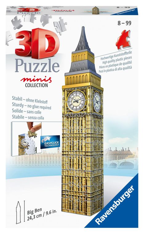 Ravensburger 3D Puzzle - Mini Big Ben - 54 Teile - ab 8 Jahren, Spiele