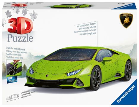 Ravensburger 3D Puzzle 11559 - Lamborghini Huracán EVO - Verde - der Supersportwagen als 3D Puzzle Auto, Diverse