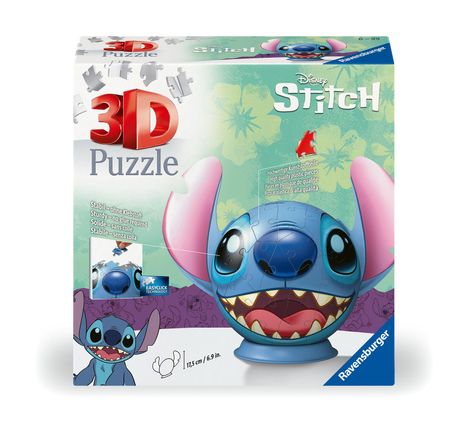 Ravensburger 3D Puzzle 11574 - Puzzle-Ball Stitch - Puzzleball mit ansteckbaren Ohren - für kleine und große Stitch und Disney Fans ab 6 Jahren, Diverse