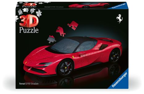 Ravensburger 3D Puzzle 11576 - Ferrari SF90 Stradale - Der ikonische Supersportwagen aus Maranello als 3D Puzzle Auto, Diverse