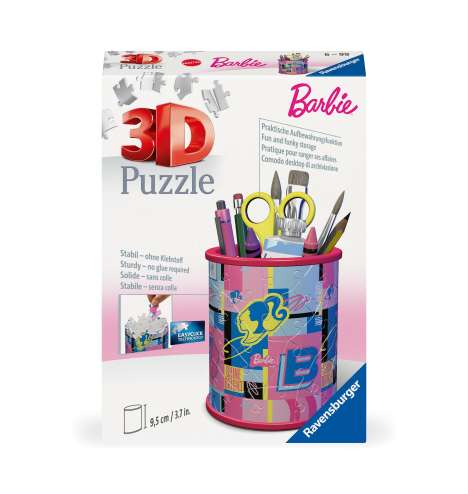 Ravensburger 3D Puzzle 11585 - Utensilo Barbie - Stiftehalter für Barbie Fans ab 6 Jahren, Schreibtisch-Organizer für Erwachsene und Kinder, Diverse