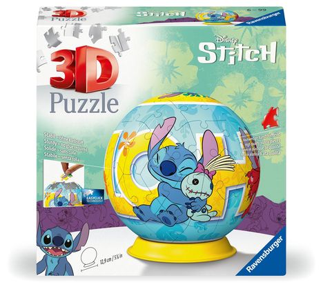 Ravensburger 3D Puzzle 11596 - Puzzle-Ball Disney Stitch - Puzzle-Ball für Erwachsene und Kinder ab 6 Jahren, Diverse