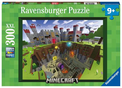 Ravensburger Kinderpuzzle 13334 - Minecraft Cutaway - 300 Teile XXL Minecraft Puzzle für Kinder ab 9 Jahren, Diverse