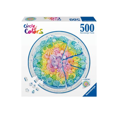 Ravensburger Puzzle 17349 - Circle of Colors Rainbow Cake - 500 Teile Rundpuzzle für Erwachsene und Kinder ab 12 Jahren, Diverse