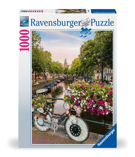 Ravensburger Puzzle 17596 - Fahrrad und Blumen in Amsterdam - 1000 Teile Puzzle für Erwachsene und Kinder ab 14 Jahren, Diverse